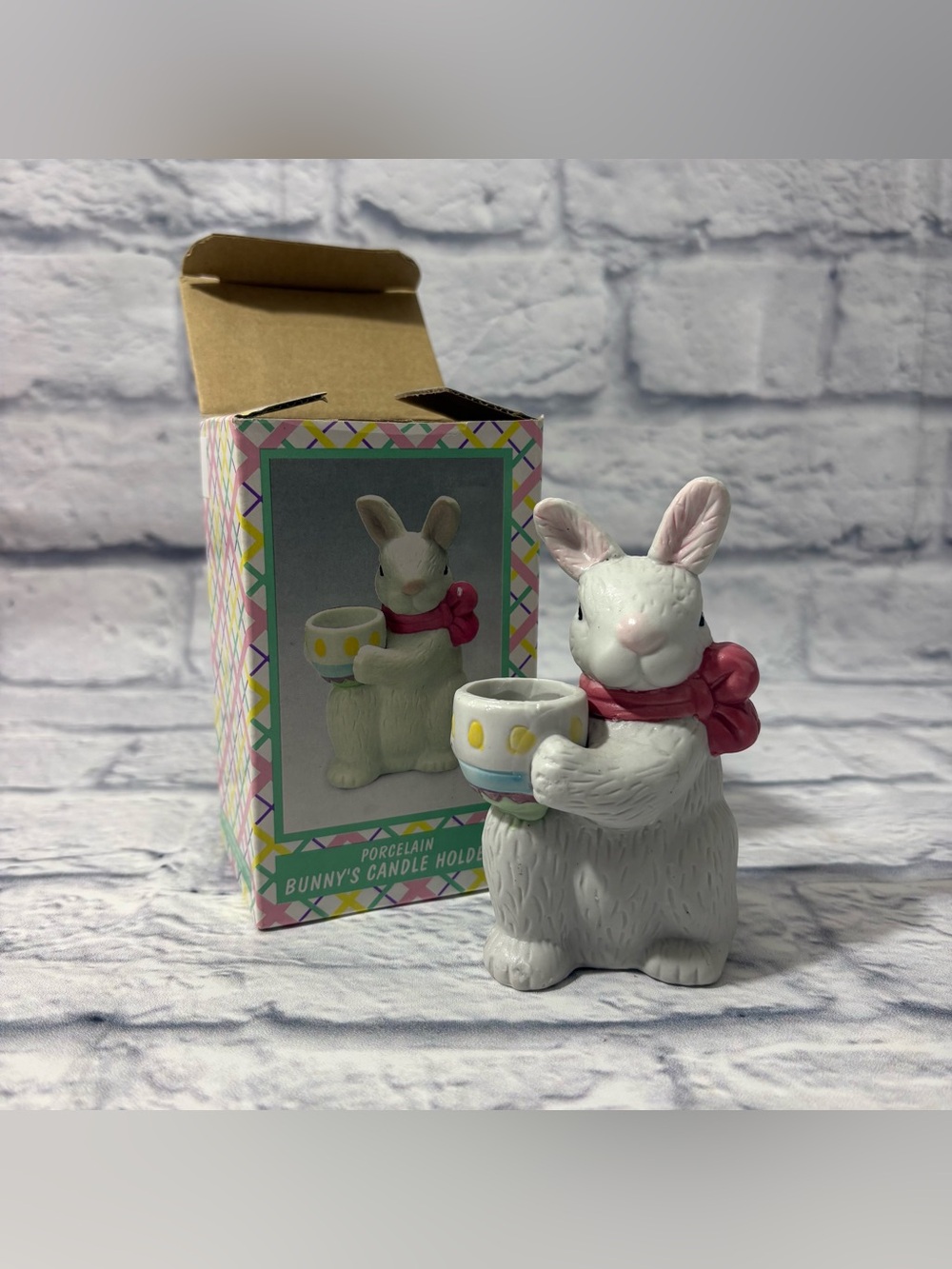 Vintage JcPenney porcelain Easter bunny candle holder